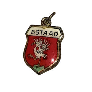 VTG 800 Silver & Enamel Gstaad Travel Sheild Souvenir Charm Bracelet Charm